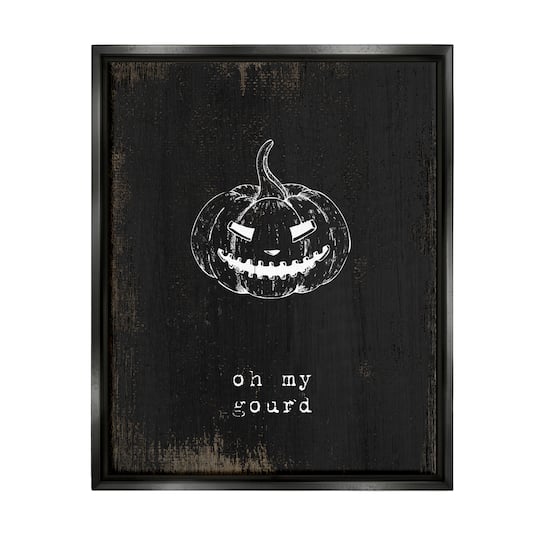 Stupell Industries Oh My Gourd Jack-o-Lantern Framed Floater Canvas Wall Art